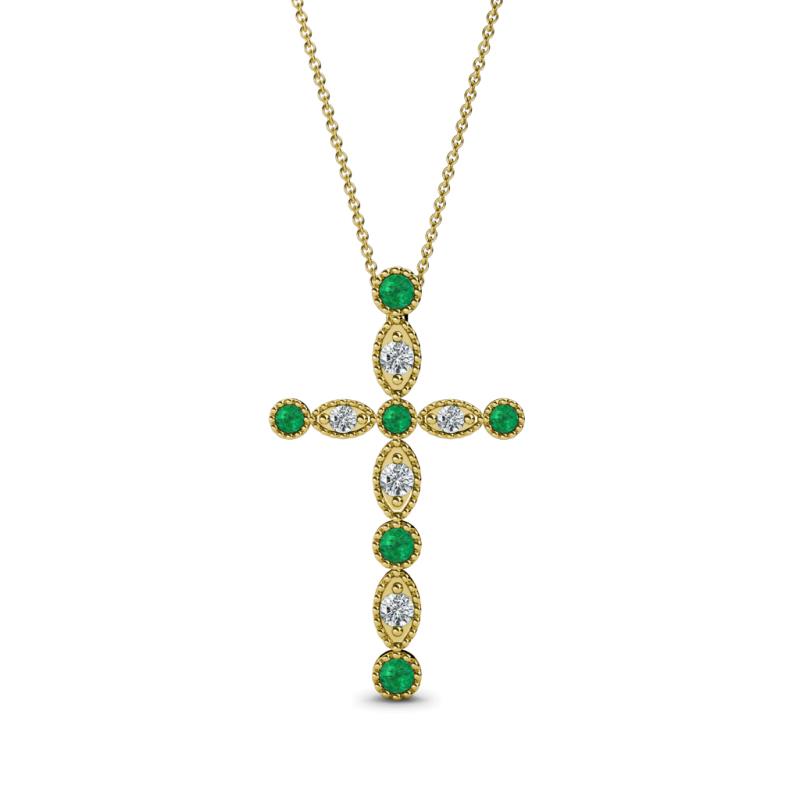 Abha Petite Emerald and Diamond Cross Pendant 