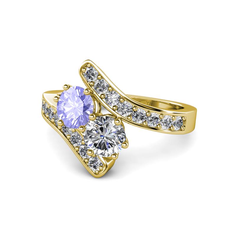 Eleni Tanzanite and Diamond with Side Diamonds Bypass Ring 