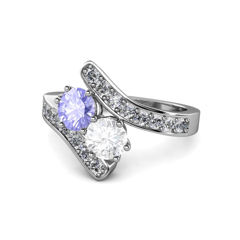 Eleni Tanzanite and White Sapphire with Side Diamonds Bypass Ring 
