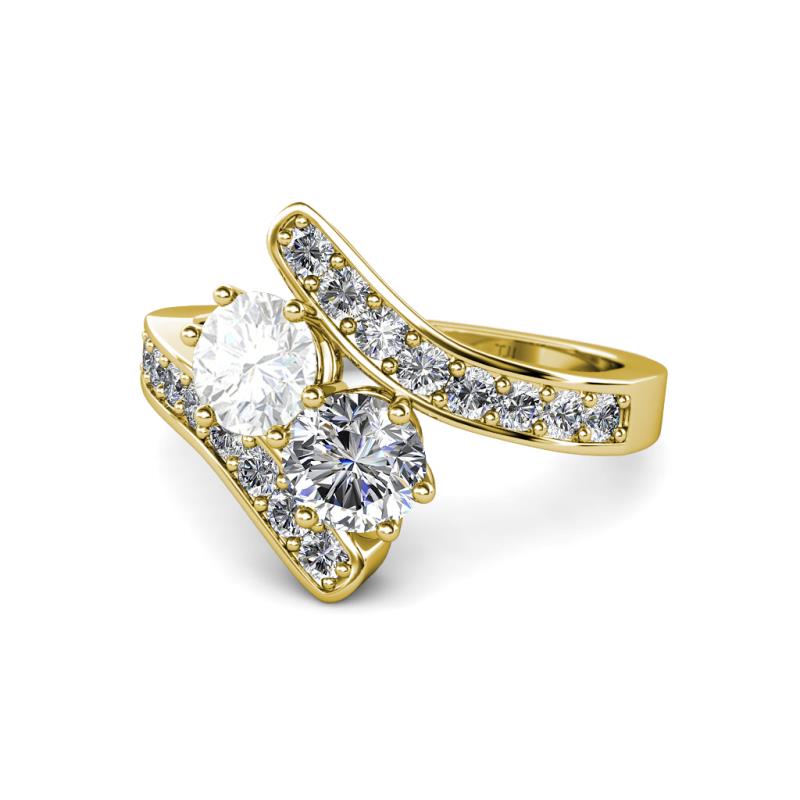 Eleni White Sapphire and Diamond with Side Diamonds Bypass Ring 
