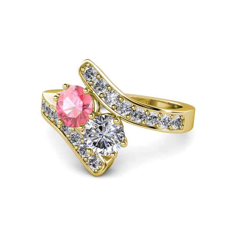 Eleni Pink Tourmaline and Diamond with Side Diamonds Bypass Ring 