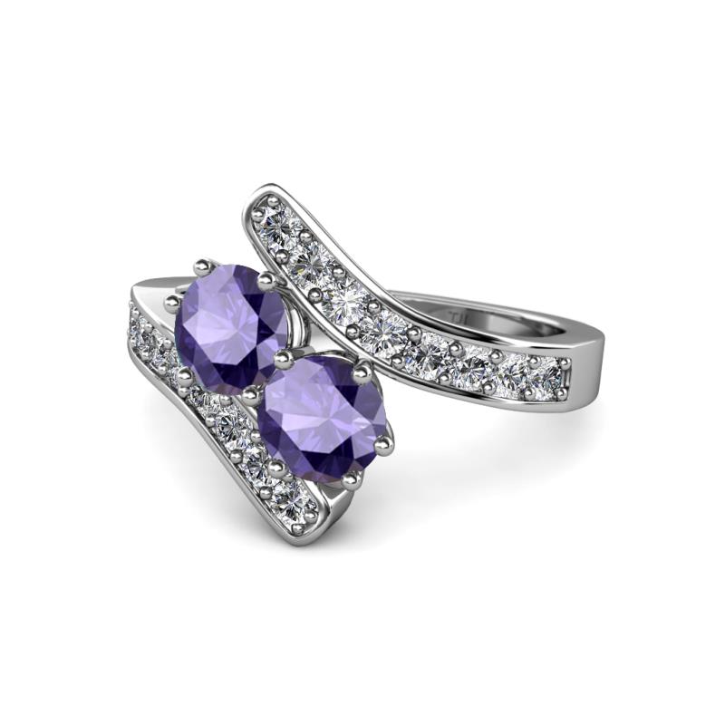 Eleni Iolite with Side Diamonds Bypass Ring 