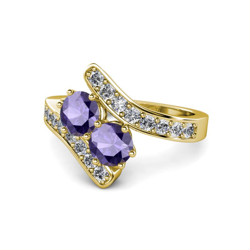 Eleni Iolite with Side Diamonds Bypass Ring 