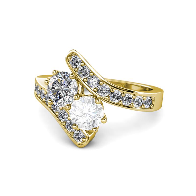 Eleni Diamond and White Sapphire with Side Diamonds Bypass Ring 