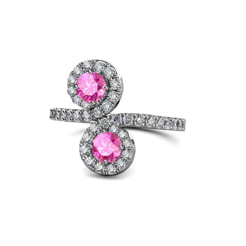 Kevia Pink Sapphire with Side Diamonds Bypass Ring 