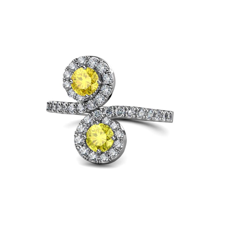 Kevia Yellow Sapphire and Yellow Diamond with Side Diamonds Bypass Ring 