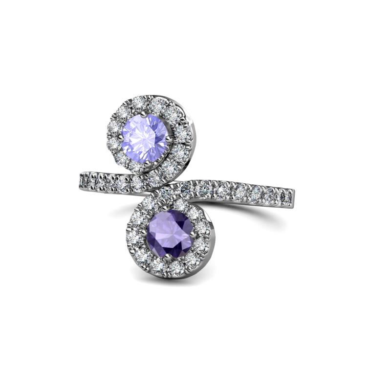 Kevia Tanzanite and Iolite with Side Diamonds Bypass Ring 