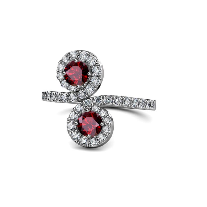 Kevia Ruby with Side Diamonds Bypass Ring 