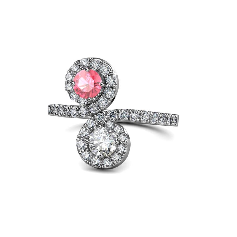Kevia Pink Tourmaline and Diamond with Side Diamonds Bypass Ring 