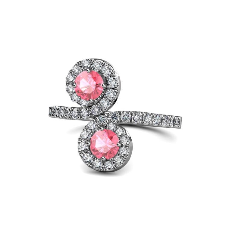 Kevia Pink Tourmaline with Side Diamonds Bypass Ring 