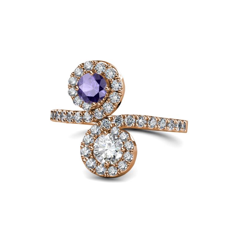 Kevia Iolite and Diamond with Side Diamonds Bypass Ring 