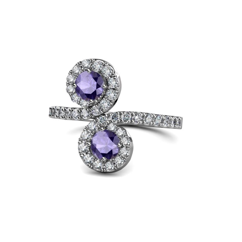 Kevia Iolite with Side Diamonds Bypass Ring 