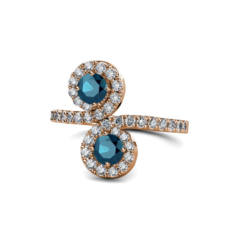 Kevia Blue Diamond with Side White Diamonds Bypass Ring 