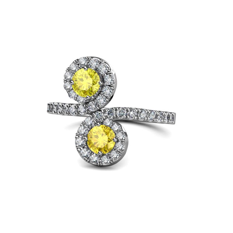 Kevia Yellow Diamond and Yellow Sapphire with Side Diamonds Bypass Ring 