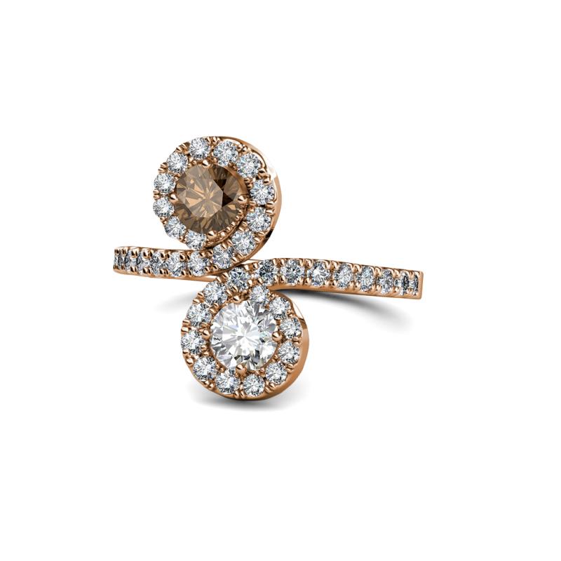 Kevia Smoky Quartz and Diamond with Side Diamonds Bypass Ring 