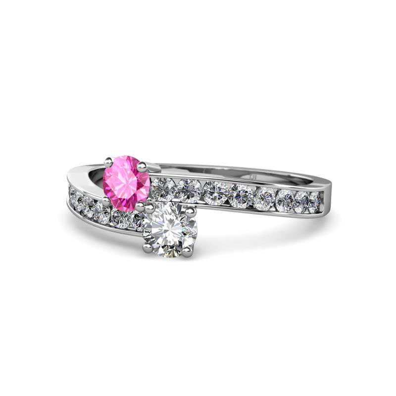 Olena Pink Sapphire and Diamond with Side Diamonds Bypass Ring 