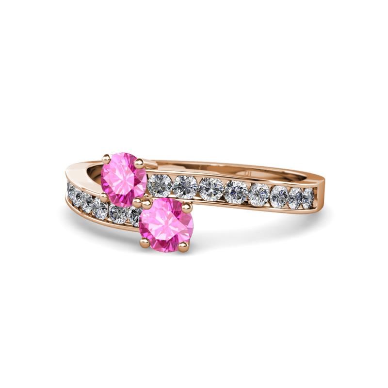 Olena Pink Sapphire with Side Diamonds Bypass Ring 