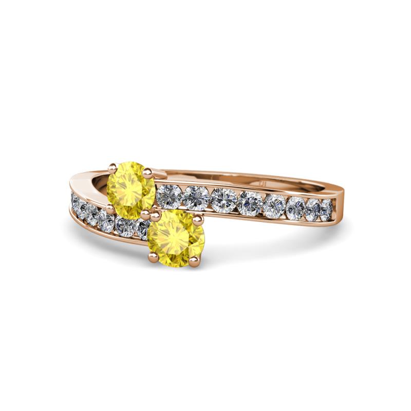Olena Yellow Sapphire with Side Diamonds Bypass Ring 