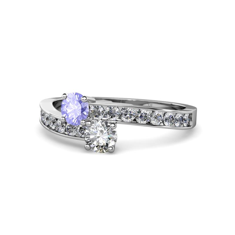 Olena Tanzanite and Diamond with Side Diamonds Bypass Ring 