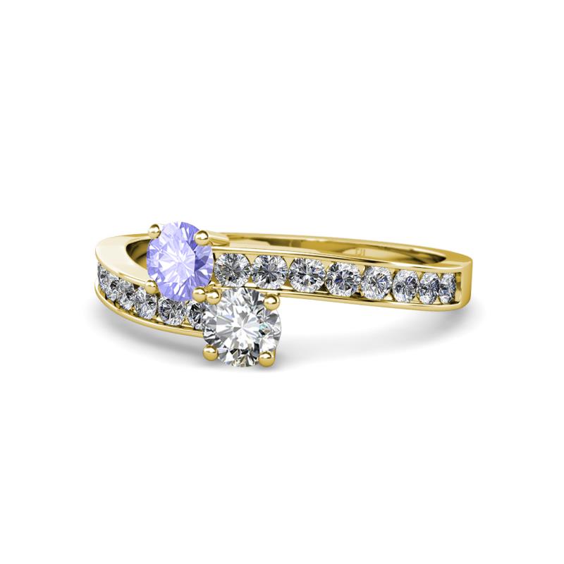 Olena Tanzanite and Diamond with Side Diamonds Bypass Ring 