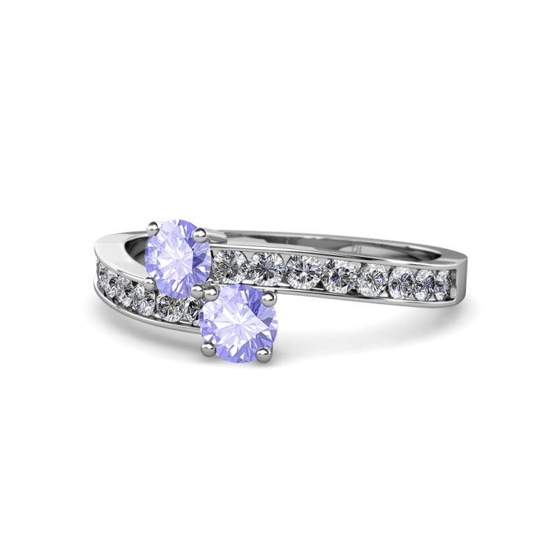 Olena Tanzanite with Side Diamonds Bypass Ring 