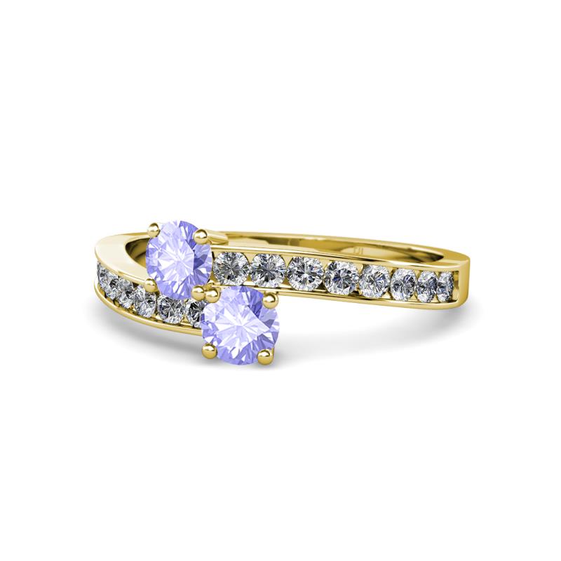Olena Tanzanite with Side Diamonds Bypass Ring 