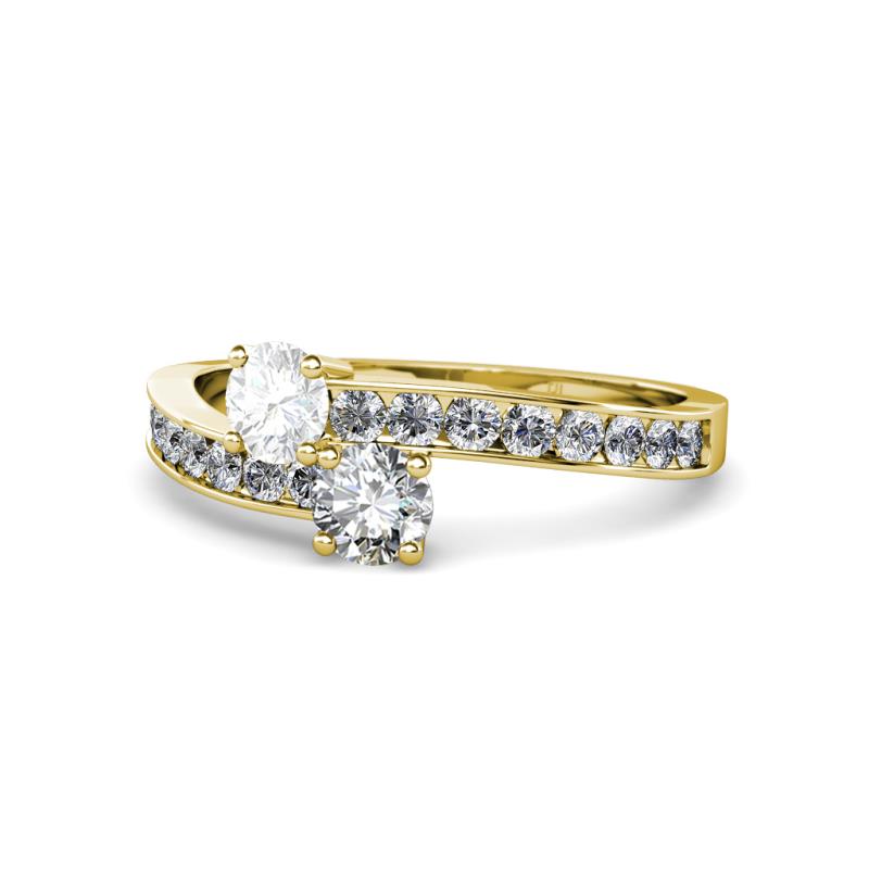 Olena White Sapphire and Diamond with Side Diamonds Bypass Ring 