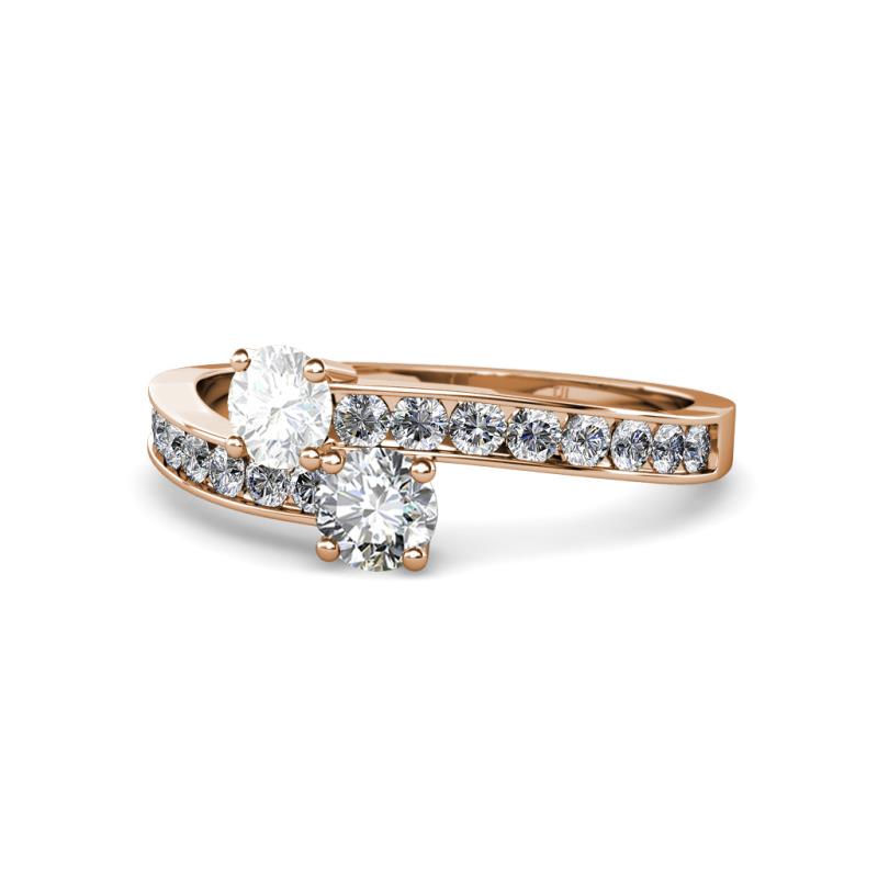 Olena White Sapphire and Diamond with Side Diamonds Bypass Ring 