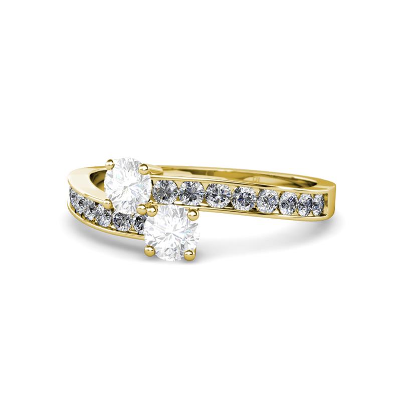 Olena White Sapphire with Side Diamonds Bypass Ring 