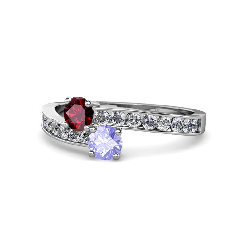 Olena Ruby and Tanzanite with Side Diamonds Bypass Ring 