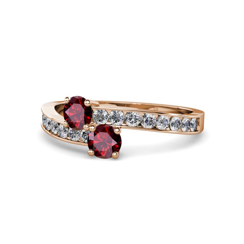 Olena Ruby with Side Diamonds Bypass Ring 