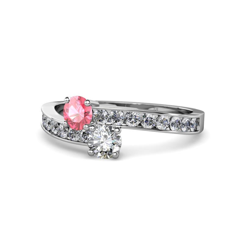 Olena Pink Tourmaline and Diamond with Side Diamonds Bypass Ring 