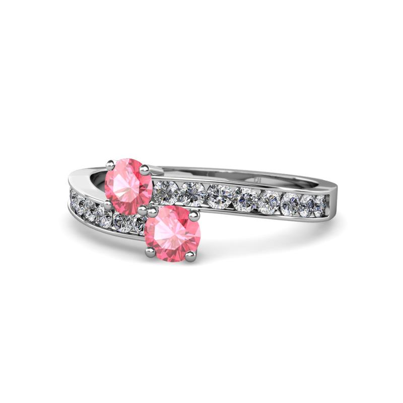 Olena Pink Tourmaline with Side Diamonds Bypass Ring 
