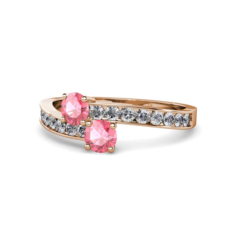 Olena Pink Tourmaline with Side Diamonds Bypass Ring 