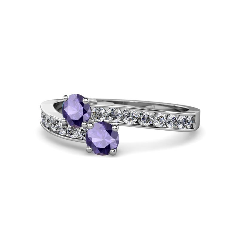 Olena Iolite with Side Diamonds Bypass Ring 