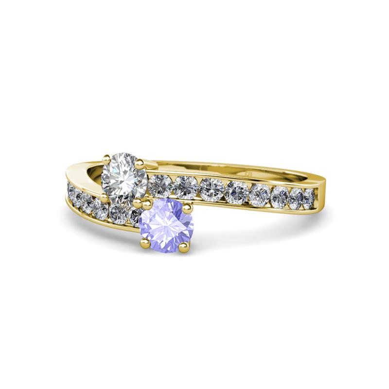 Olena Diamond and Tanzanite with Side Diamonds Bypass Ring 