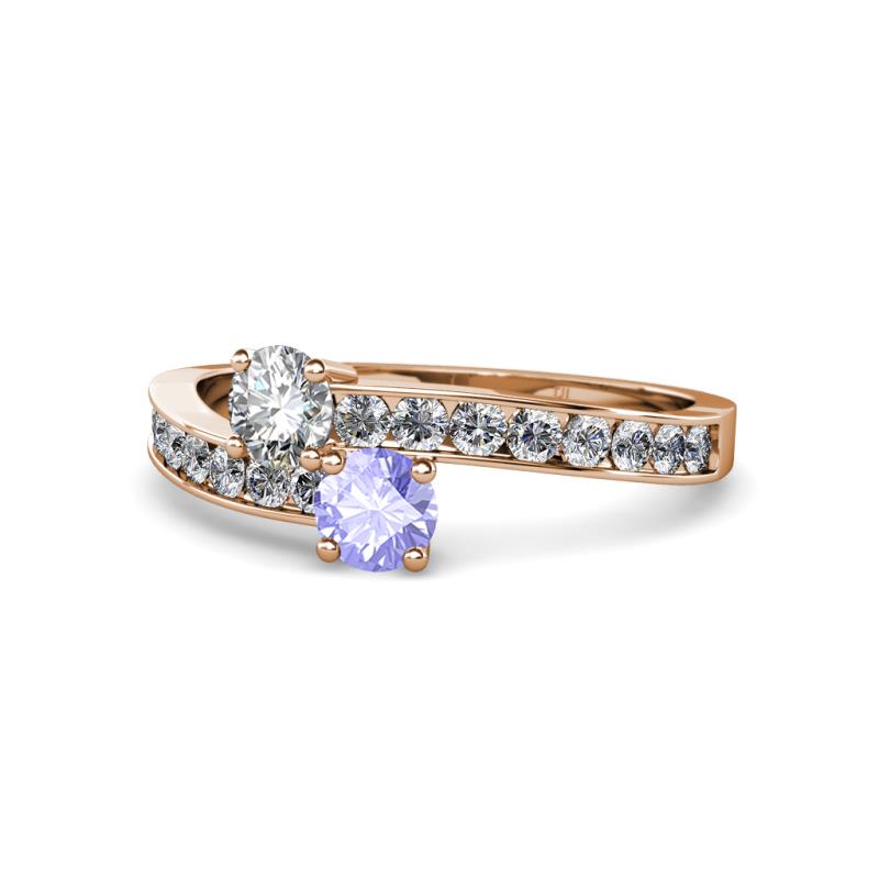 Olena Diamond and Tanzanite with Side Diamonds Bypass Ring 