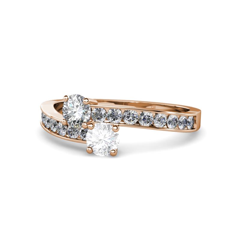 Olena Diamond and White Sapphire with Side Diamonds Bypass Ring 