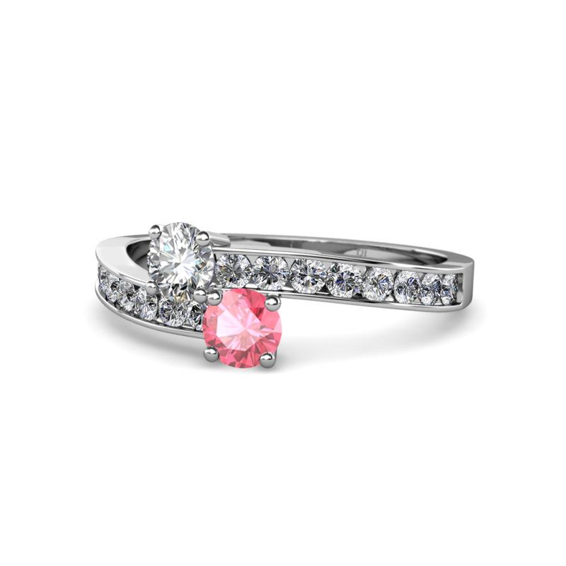 Olena Diamond and Pink Tourmaline with Side Diamonds Bypass Ring 