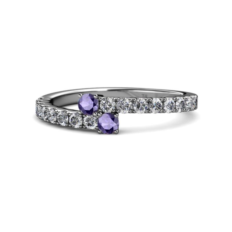 Delise 3.40mm Round Iolite with Side Diamonds Bypass Ring 