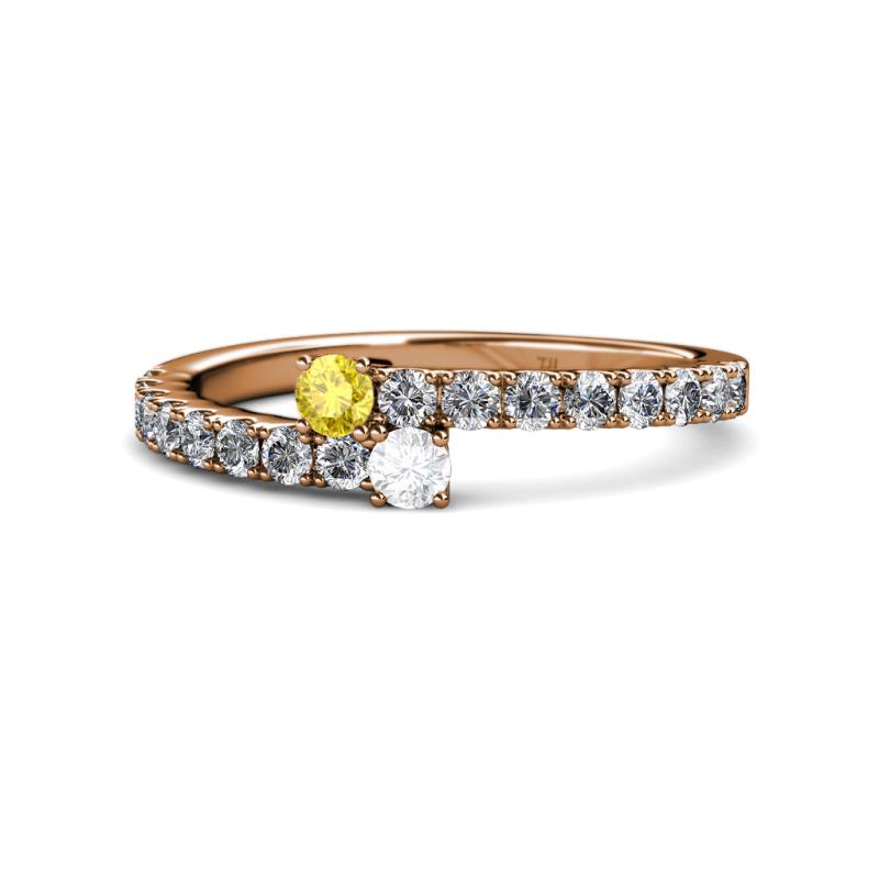 Delise 3.40mm Round Yellow and White Sapphire with Side Diamonds Bypass Ring 