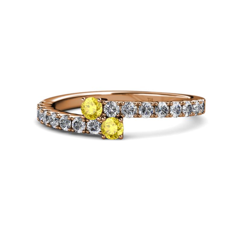 Delise 3.40mm Round Yellow Sapphire with Side Diamonds Bypass Ring 