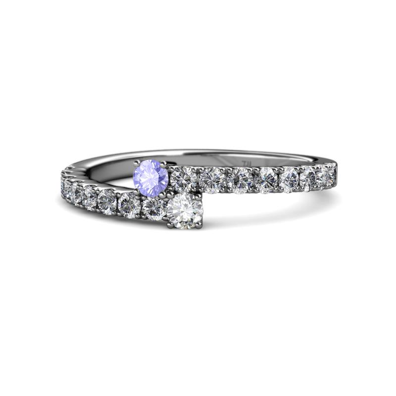 Delise 3.40mm Round Tanzanite and Diamond with Side Diamonds Bypass Ring 