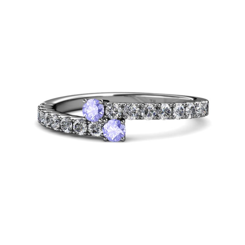 Delise 3.40mm Round Tanzanite with Side Diamonds Bypass Ring 
