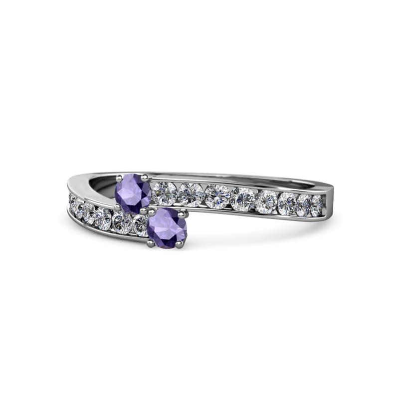 Orane Iolite with Side Diamonds Bypass Ring 