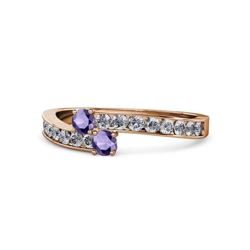Orane Iolite with Side Diamonds Bypass Ring 