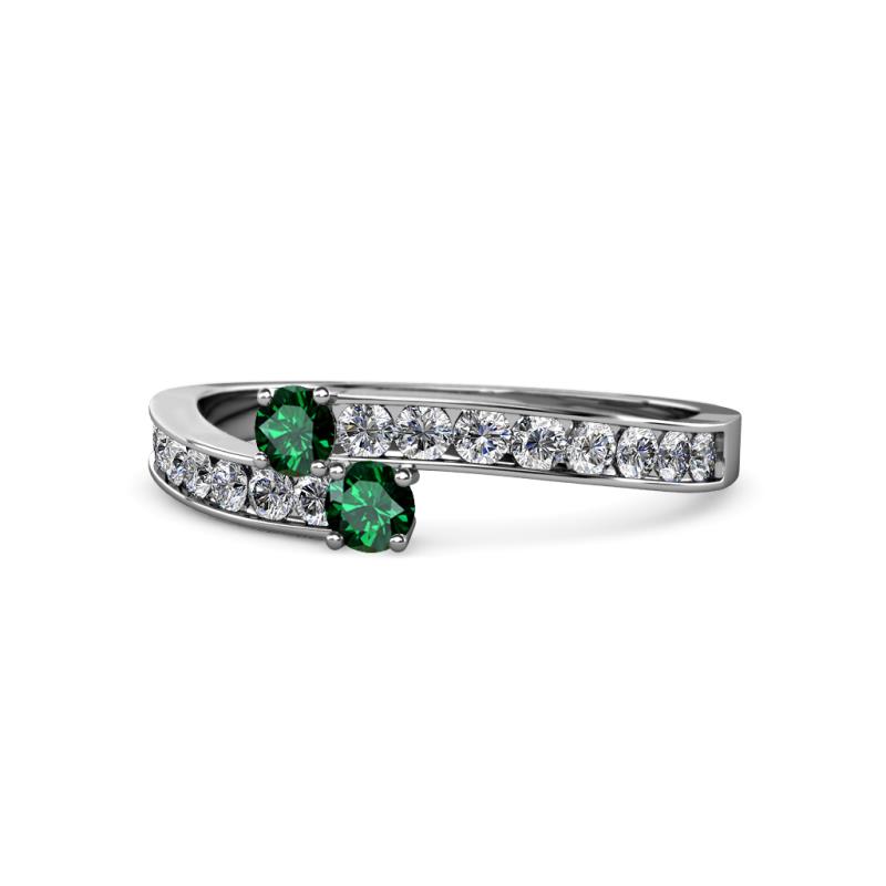 Orane Emerald with Side Diamonds Bypass Ring 