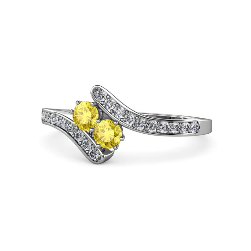 Eleni Yellow Sapphire with Side Diamonds Bypass Ring 