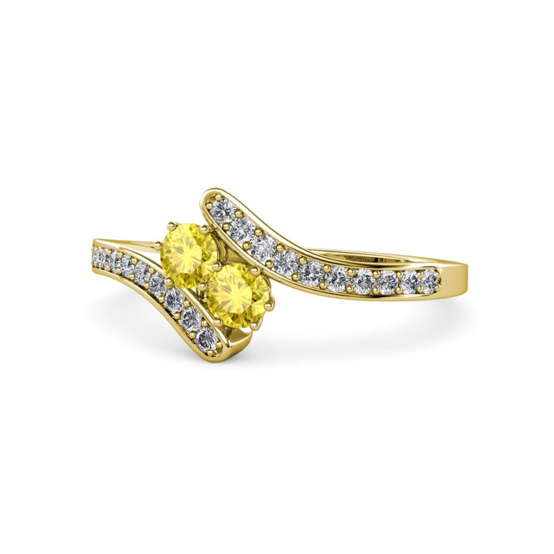 Eleni Yellow Sapphire with Side Diamonds Bypass Ring 