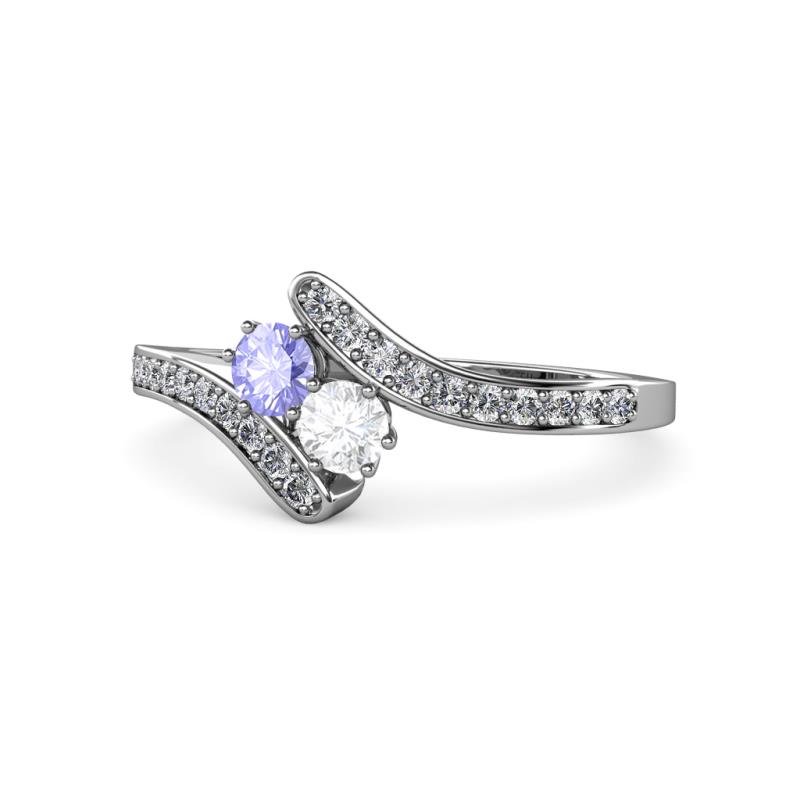 Eleni Tanzanite and White Sapphire with Side Diamonds Bypass Ring 